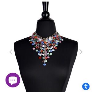✨ 1960s Vintage Multicolor Glass Bead Waterfall Necklace